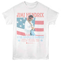 White Jimi Hendrix t-shirt featuring Jimi Hendrix Star-Spangled Banner 1969 design