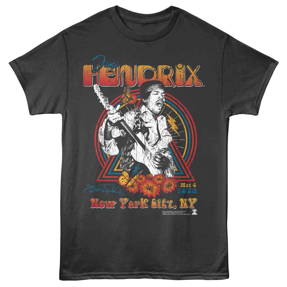 Smoke gray Jimi Hendrix t-shirt featuring Jimi Hendrix New York 1970 design