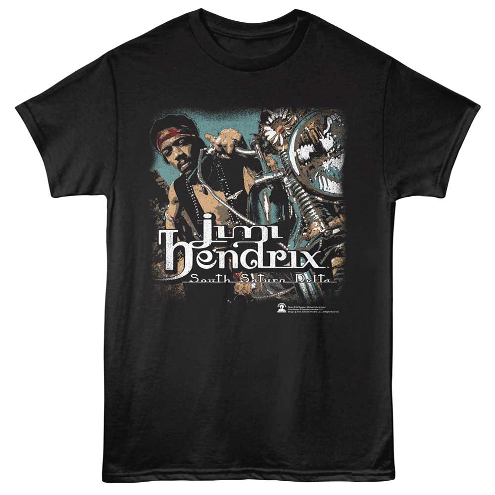Black Jimi Hendrix t-shirt featuring Jimi Hendrix South Saturn Delta design
