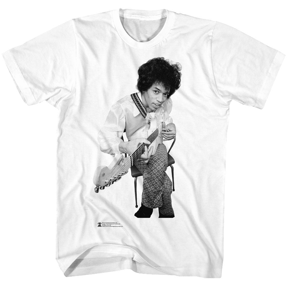 White Jimi Hendrix t-shirt featuring Jimi Hendrix name design