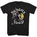 Black Jimi Hendrix t-shirt featuring Jimi Hendrix 1969 design