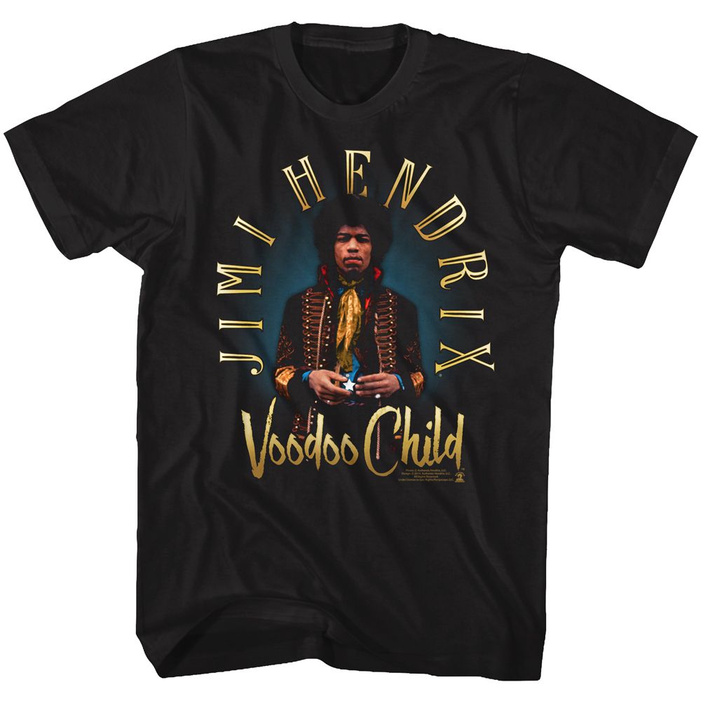 Black Jimi Hendrix t-shirt featuring Jimi Hendrix Voodoo Child design