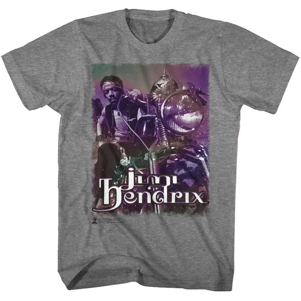Graphite heather Jimi Hendrix t-shirt featuring Jimi Hendrix South Saturn Delta design
