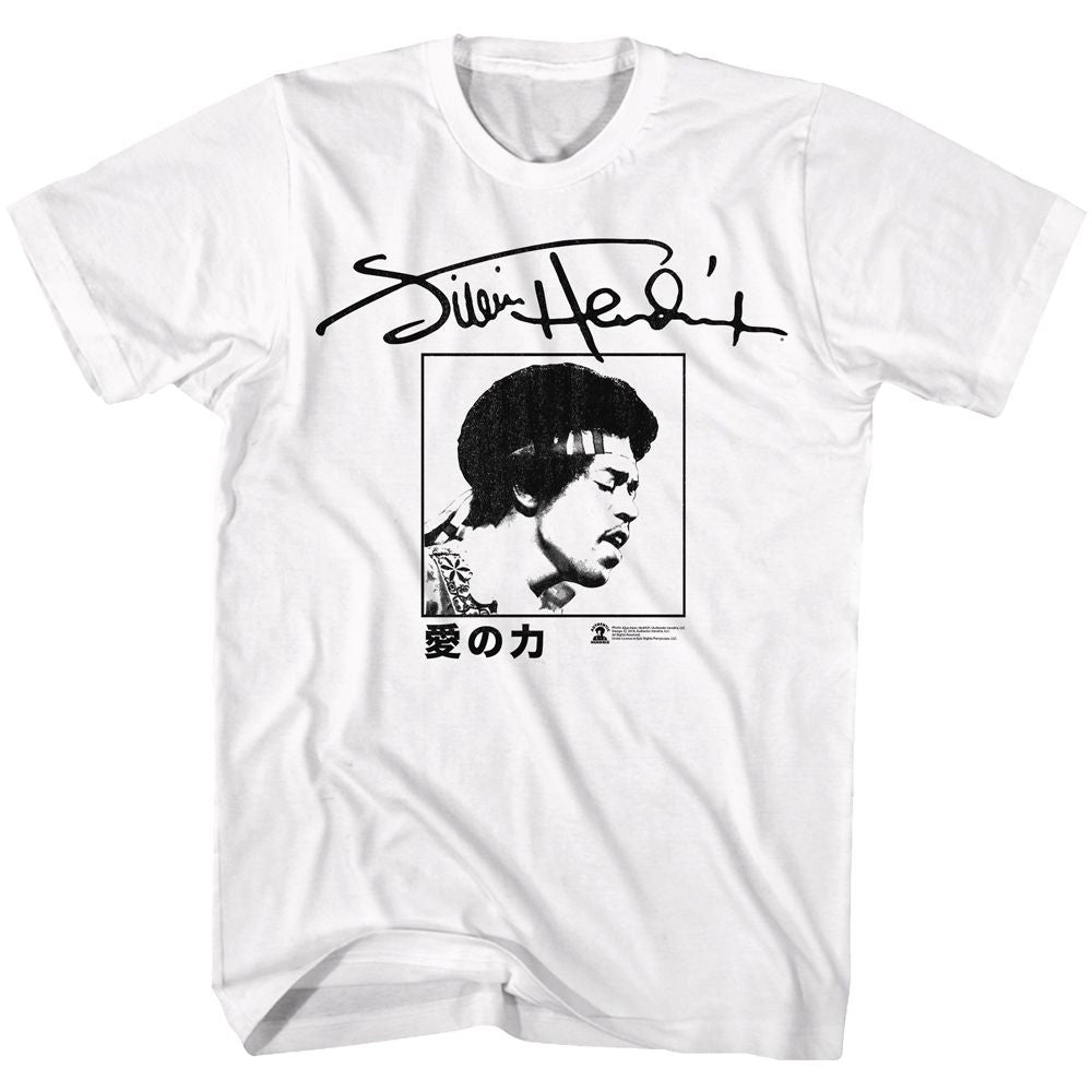 White Jimi Hendrix t-shirt featuring Jimi Hendrix Power Of Love design