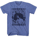Royal heather Jimi Hendrix t-shirt featuring Jimi Hendrix Live USA Tour 1968 design