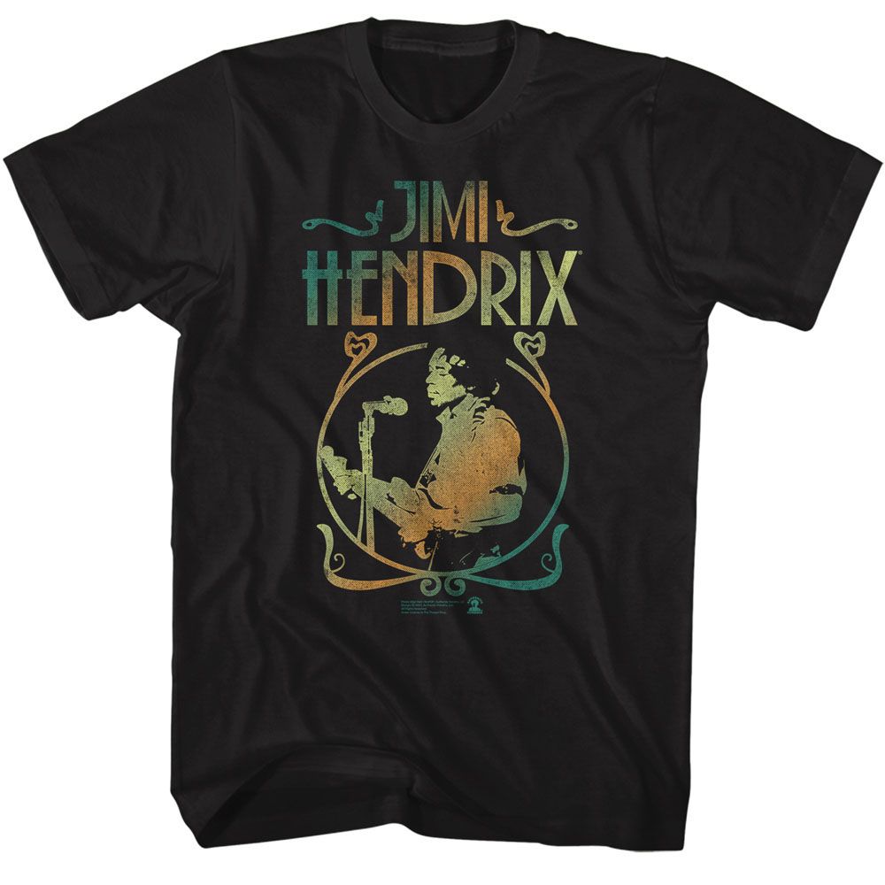 Black Jimi Hendrix t-shirt featuring Jimi Hendrix Gradient Circle design