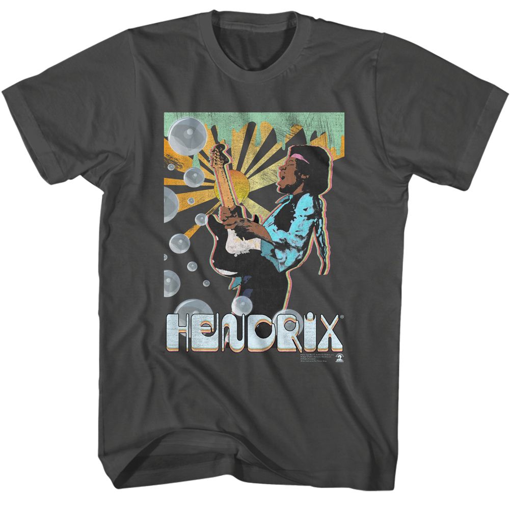 Smoke gray Jimi Hendrix t-shirt featuring Jimi Hendrix Bubbles design
