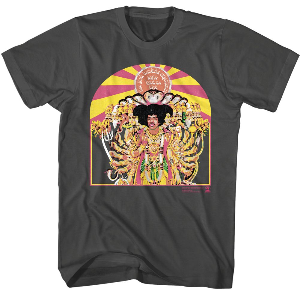 Smoke gray Jimi Hendrix t-shirt featuring Jimi Hendrix Axis Cover design