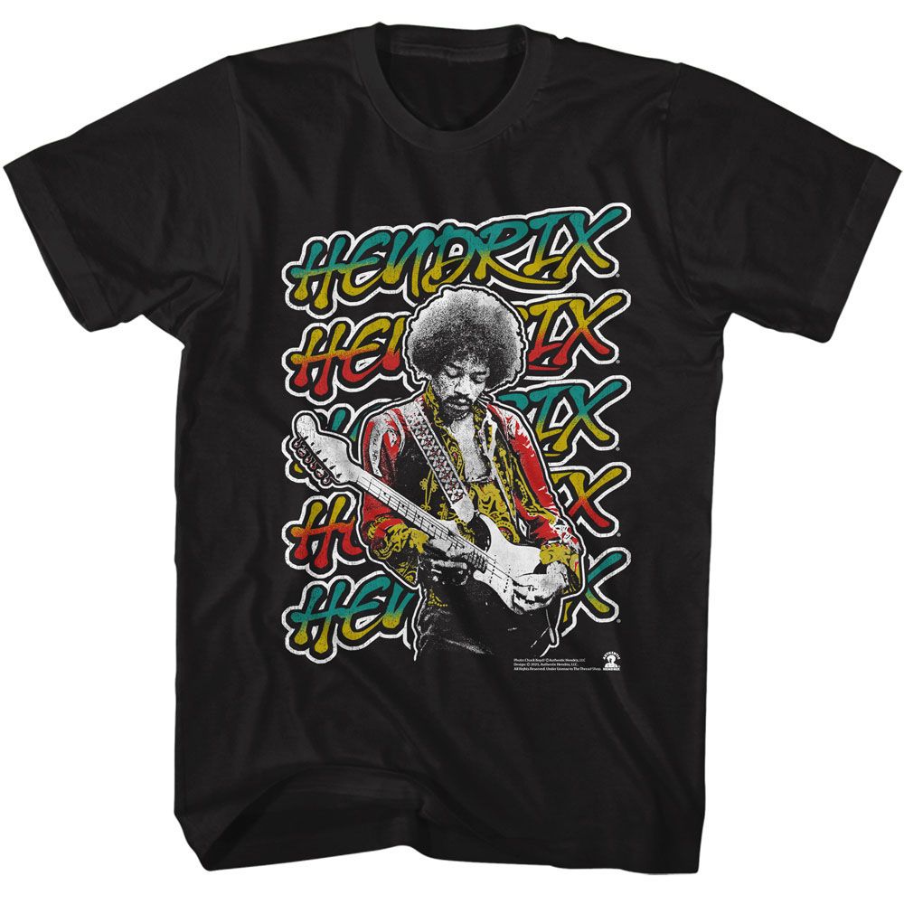 Black Jimi Hendrix t-shirt featuring Jimi Hendrix Bold As Jimi design