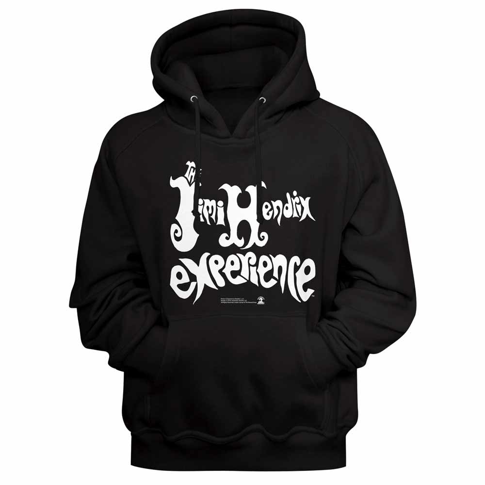 Black Jimi Hendrix pullover hoodie featuring a Experience Logo design