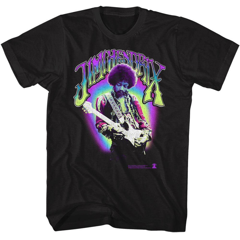 Black Jimi Hendrix t-shirt featuring Jimi Hendrix Neon Jimi design