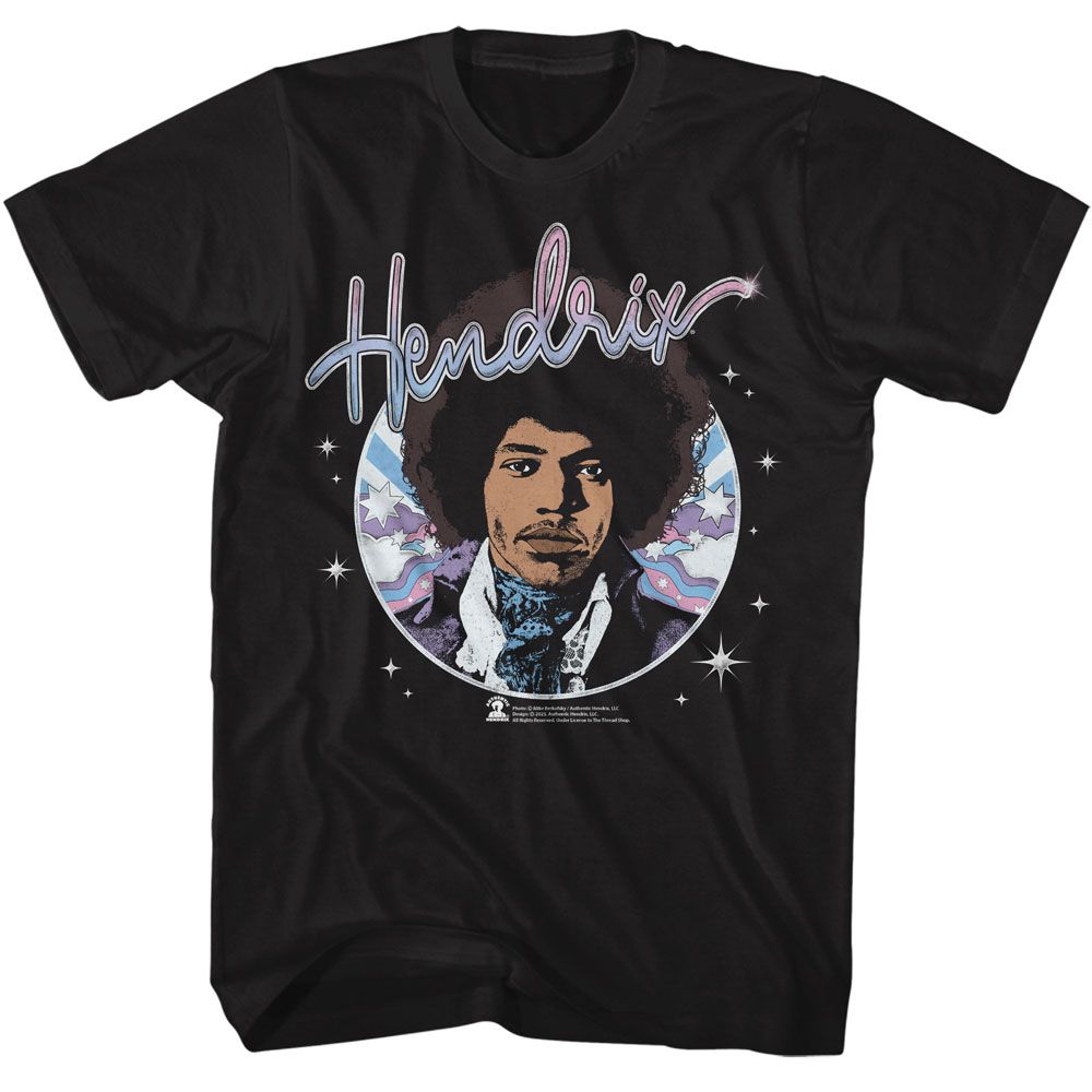 Black Jimi Hendrix t-shirt featuring Jimi Hendrix Psychedelic Circle design