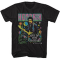 Black Jimi Hendrix t-shirt featuring Jimi Hendrix Stars And Flowers design