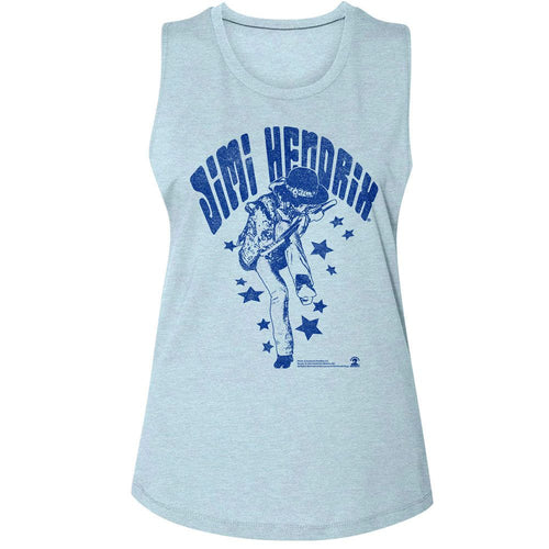 Jimi Hendrix Ladies Muscle Tank - Name And Stars