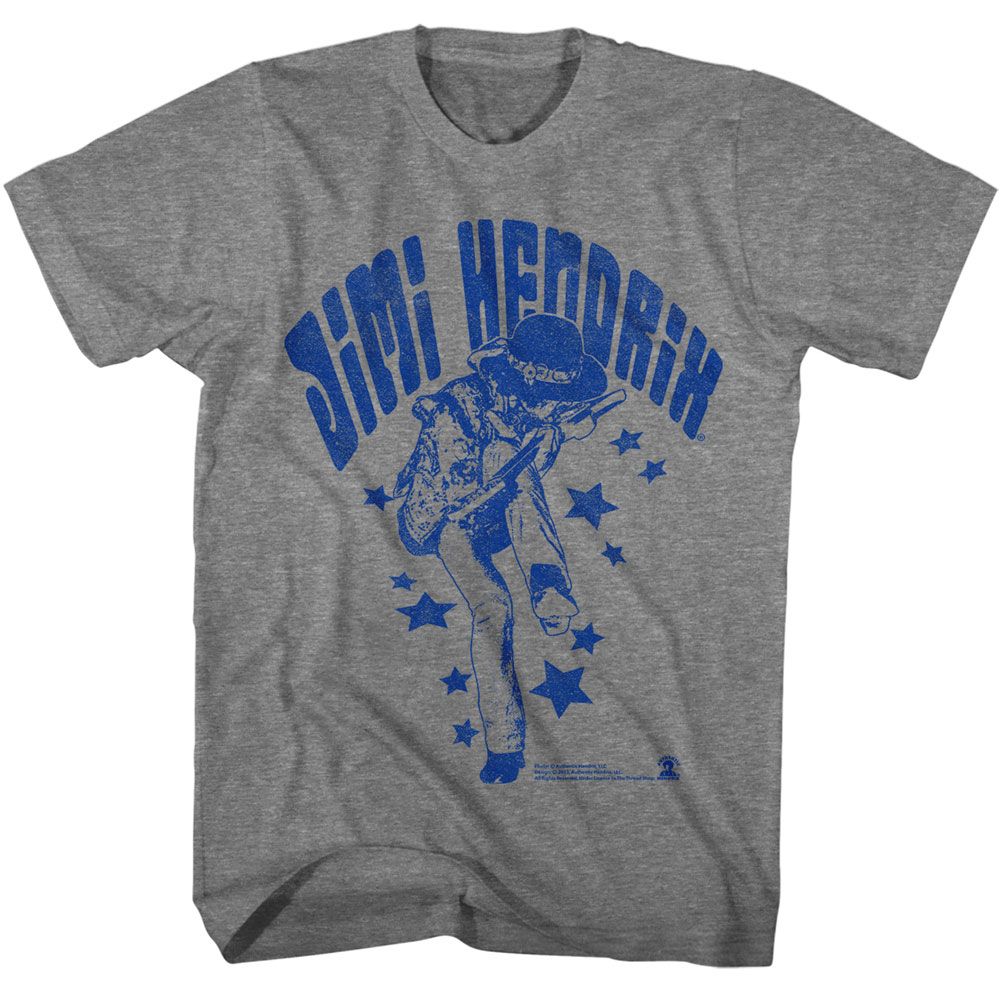 Graphite heather Jimi Hendrix t-shirt featuring Jimi Hendrix Name And Stars design