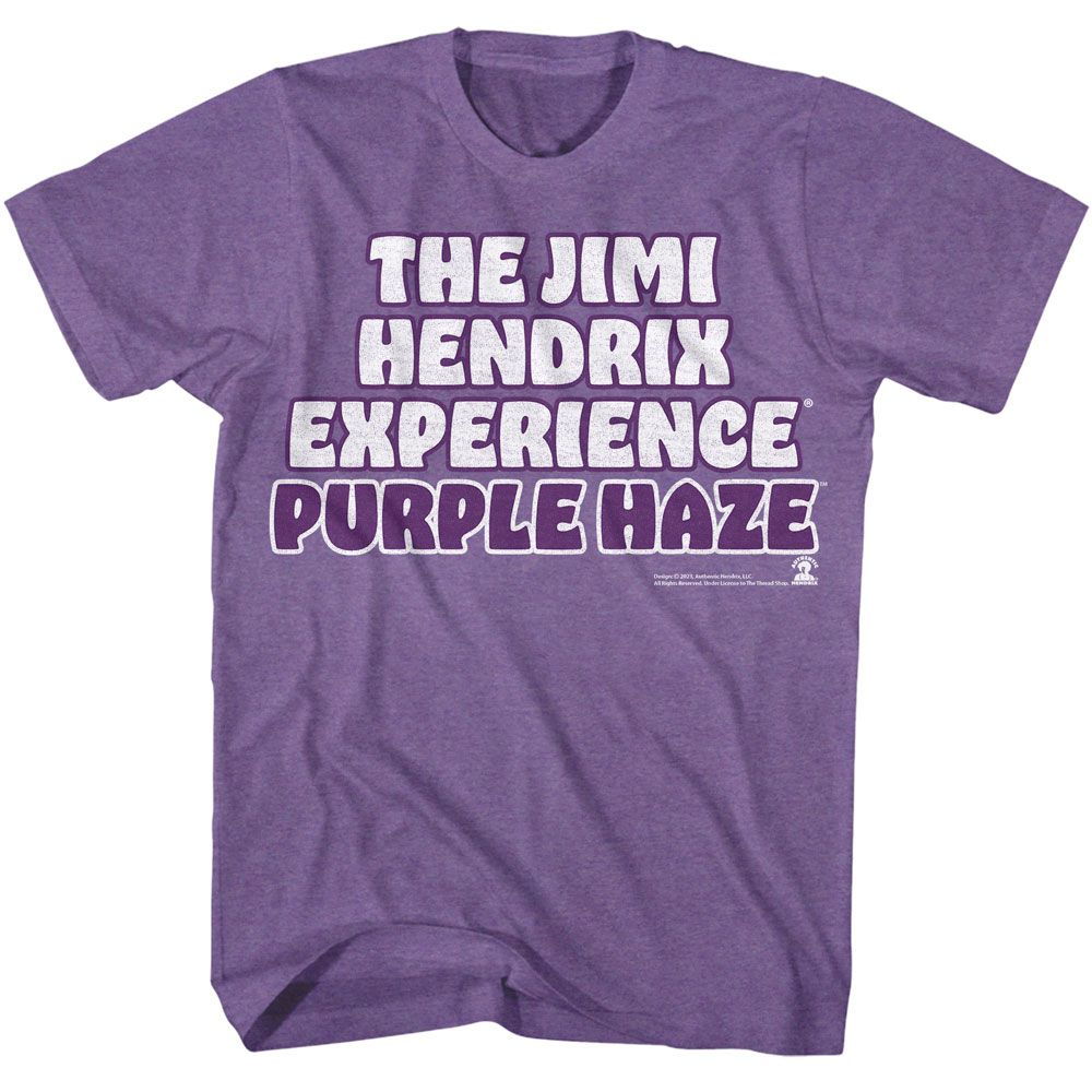 Purple heather Jimi Hendrix t-shirt featuring Jimi Hendrix Purple Haze design
