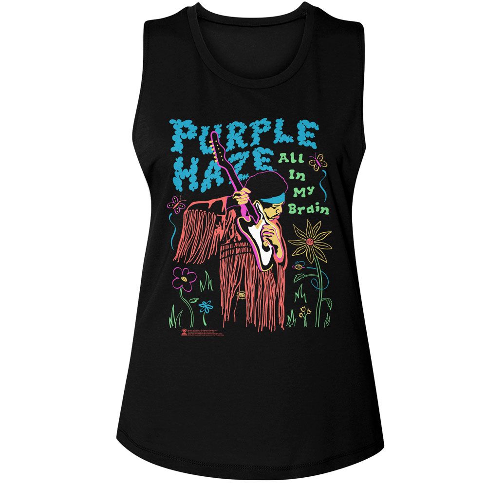 Jimi Hendrix Ladies Muscle Tank - All In My Brain