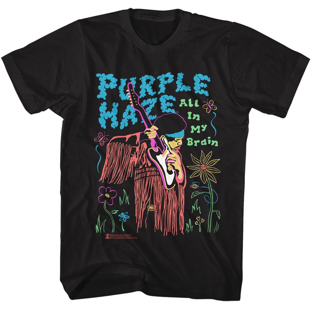 Black Jimi Hendrix t-shirt featuring Jimi Hendrix All In My Brain design