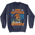 Navy Jimi Hendrix sweatshirt featuring Jimi Hendrix in concert poster design