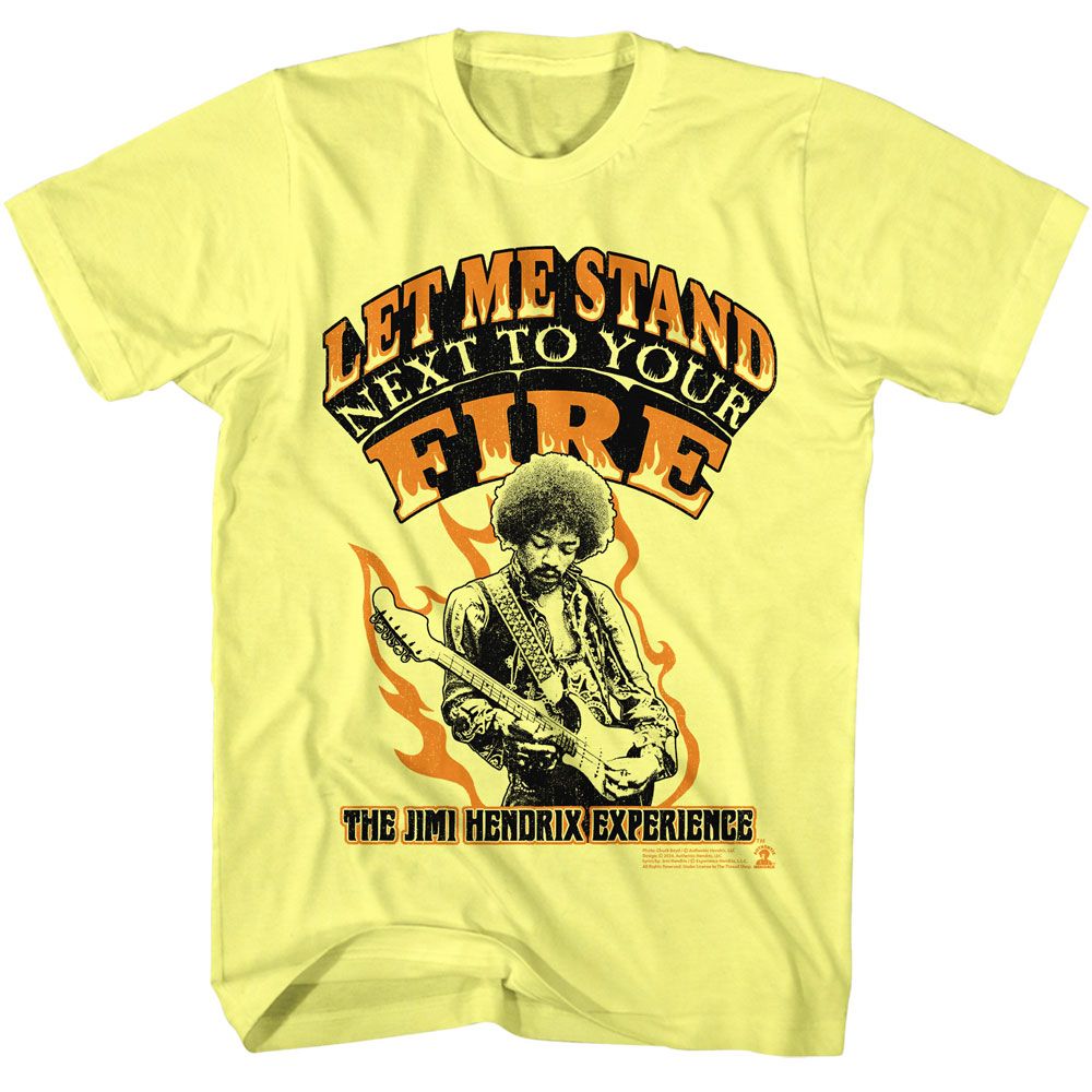 Yellow heather Jimi Hendrix t-shirt featuring Jimi Hendrix Let Me Stand design