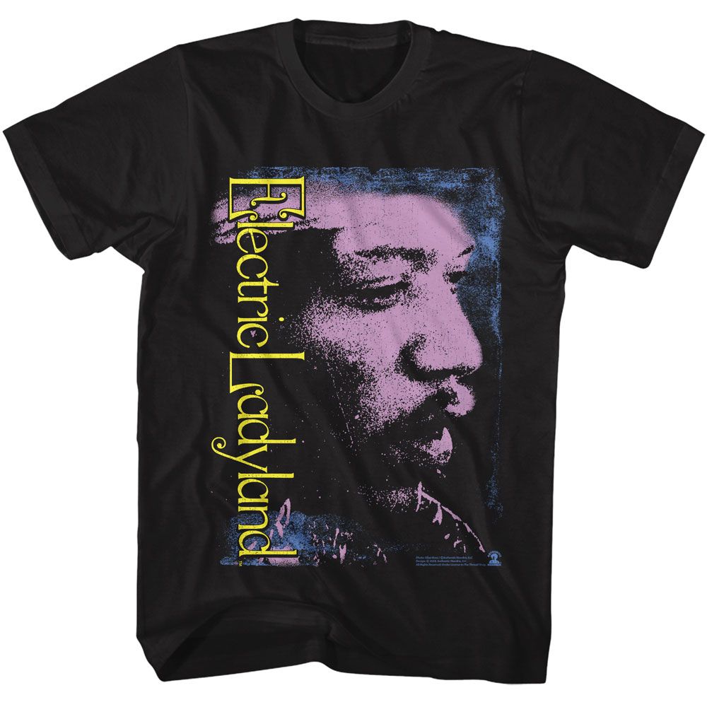 Black Jimi Hendrix t-shirt featuring Jimi Hendrix Electric Ladyland 1968 album design