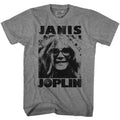 Graphite heather Janis Joplin t-shirt featuring Janis Joplin Janis name design