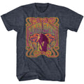 Navy heather Janis Joplin t-shirt featuring Janis Joplin Psychedelic design