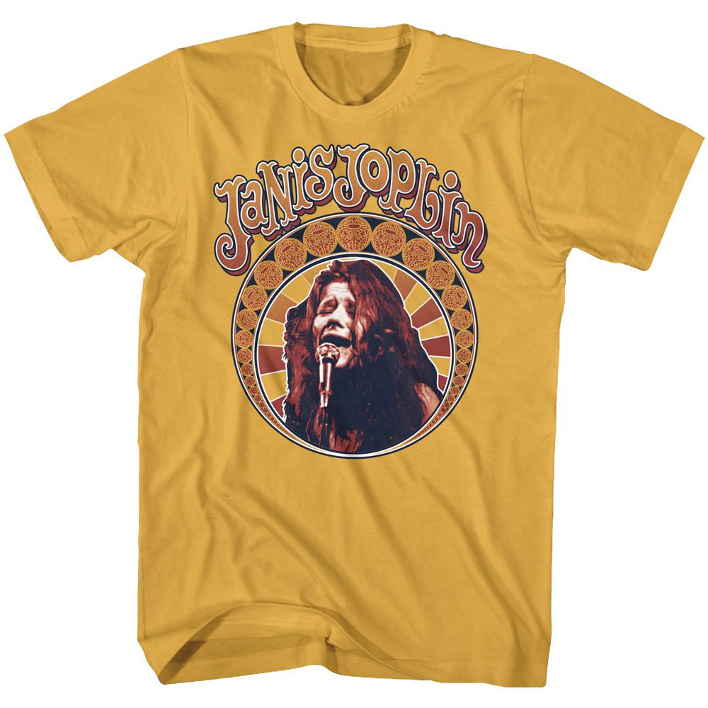 Ginger Janis Joplin t-shirt featuring Janis Joplin Art Nouveau Circle design