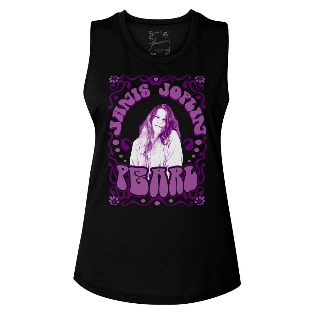 Janis Joplin Ladies Muscle Tank - Pearl
