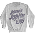 Sport gray Janis Joplin sweatshirt featuring Janis Joplin 1969 portrait design