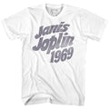 White Janis Joplin t-shirt featuring Janis Joplin JJ 1967 design