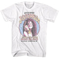 White Janis Joplin t-shirt featuring Janis Joplin Circle Sparkle design
