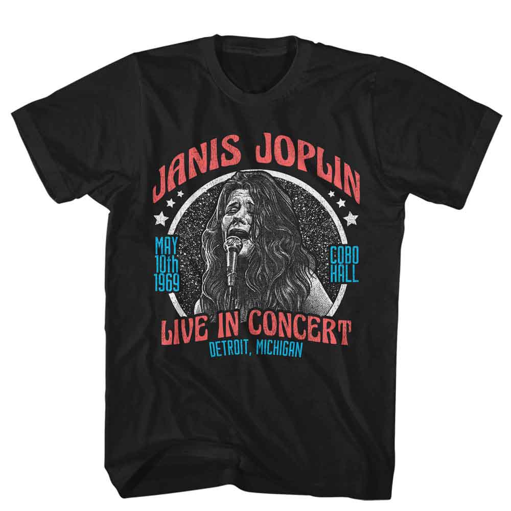 Black Janis Joplin t-shirt featuring Janis Joplin Americana design