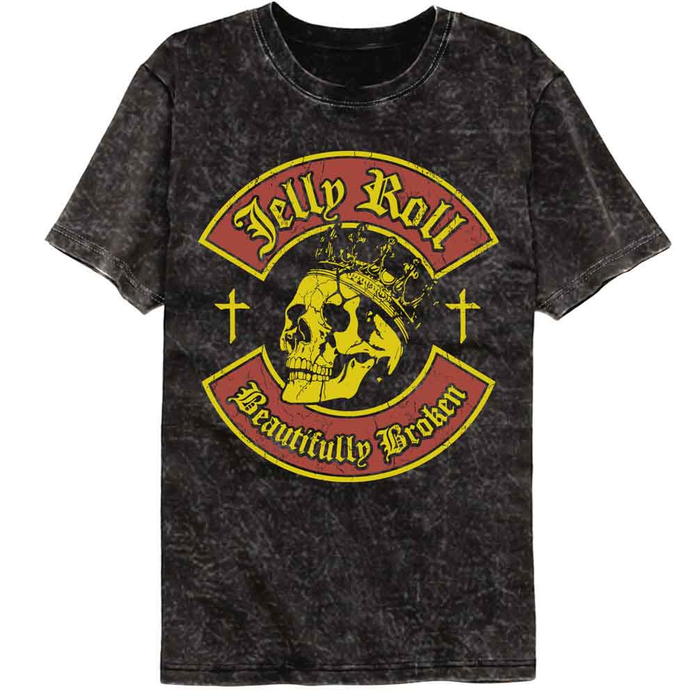 Jelly Roll Mineral Wash T-Shirt - Skull And Crosses