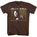 Dark chocolate Jelly Roll t-shirt featuring Jelly Roll Beautifully Broken 2024 album design