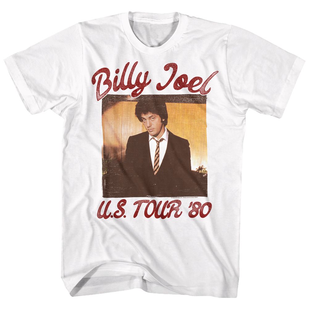White Billy Joel t-shirt featuring Billy Joel 1981 Tour design