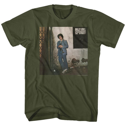 Military green Billy Joel t-shirt featuring Billy Joel 52nd Street 1978 album design