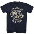 Navy Billy Joel t-shirt featuring Billy Joel Long Island design