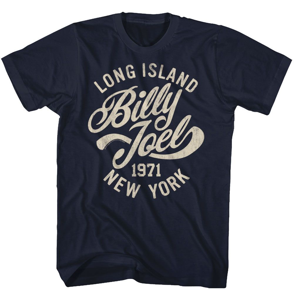 Navy Billy Joel t-shirt featuring Billy Joel Long Island design