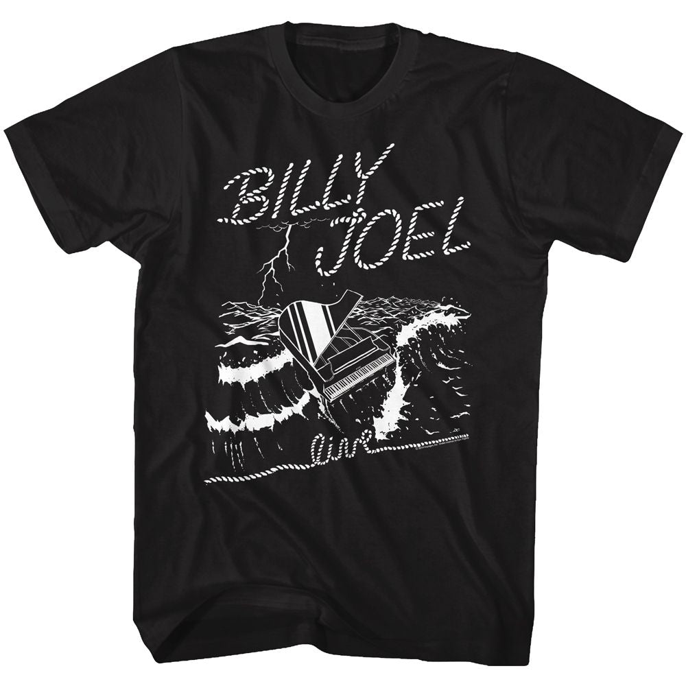 Black Billy Joel t-shirt featuring Billy Joel Sea Piano design