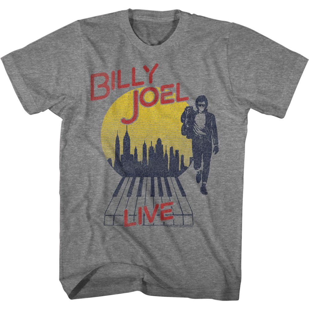Graphite heather Billy Joel t-shirt featuring Billy Joel Live City design