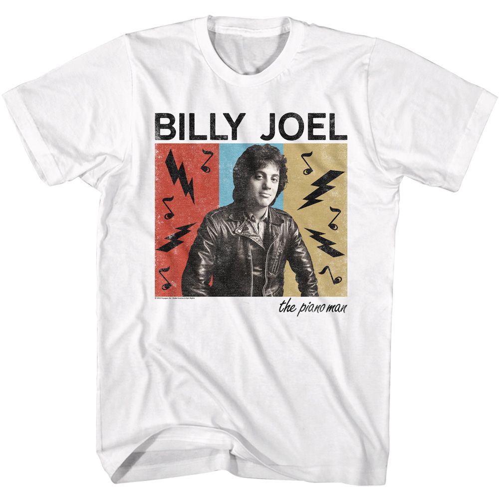 White Billy Joel t-shirt featuring Billy Joel The Piano Man design
