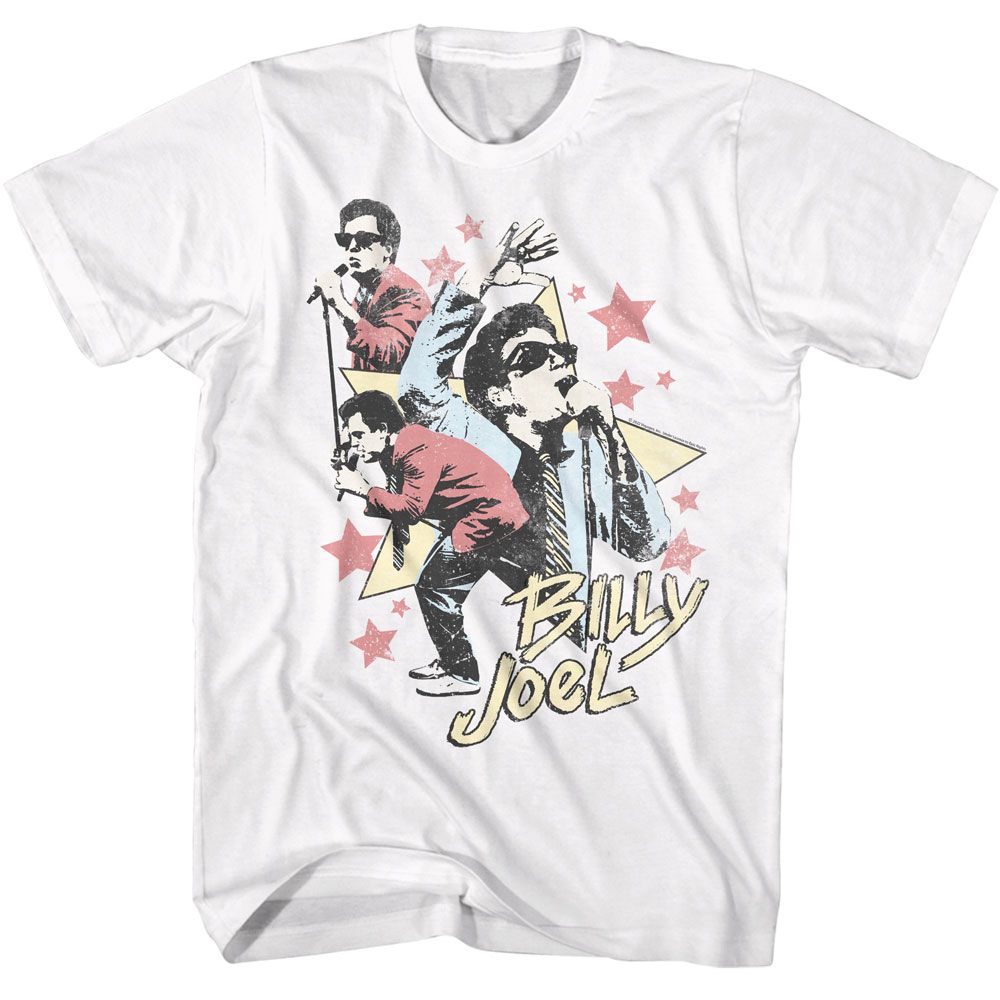White Billy Joel t-shirt featuring Billy Joel Stars design