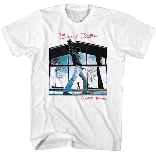 White Billy Joel t-shirt featuring Billy Joel Glass Houses 1980 album design