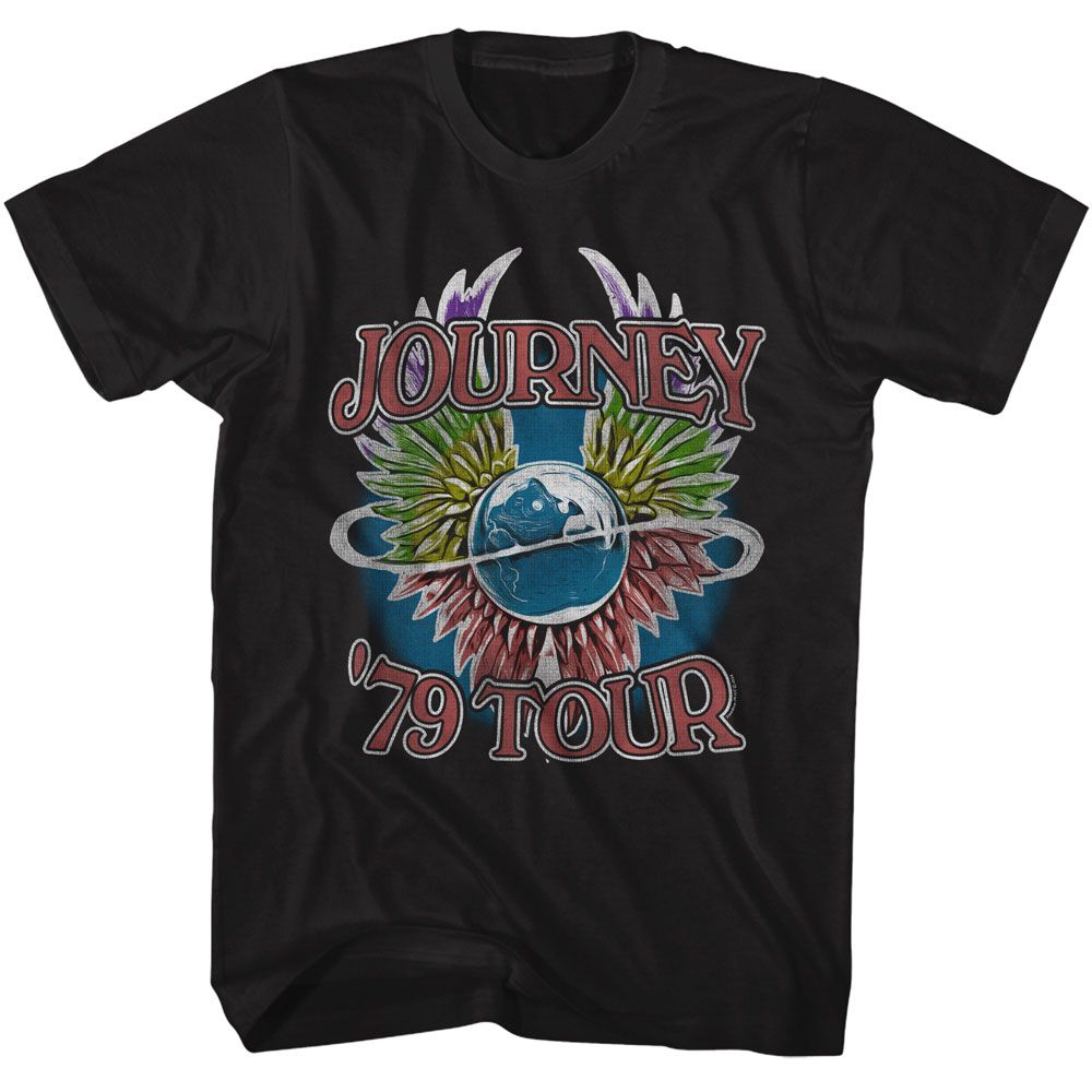 Black Journey t-shirt featuring Journey 1979 Tour design