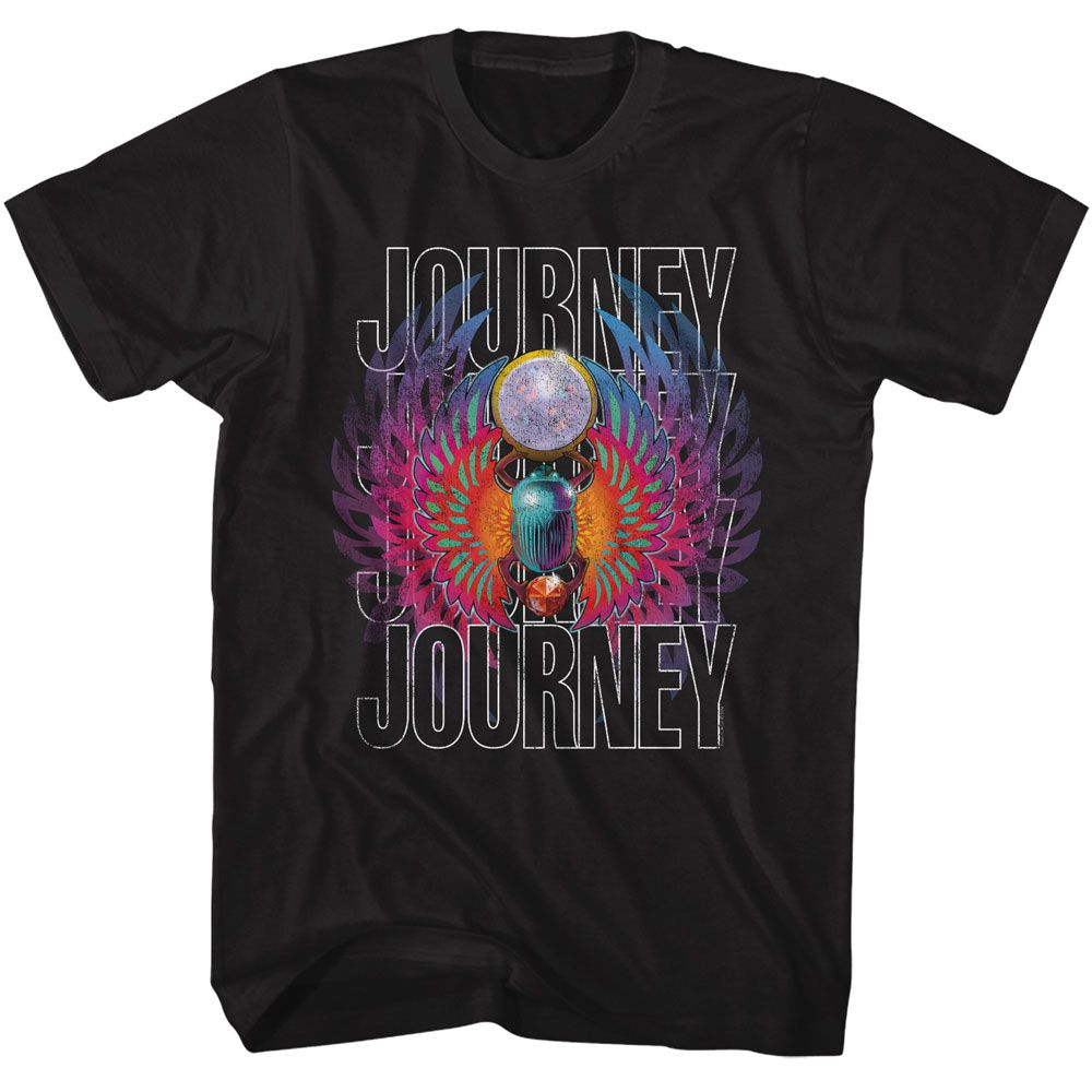Black Journey t-shirt featuring Journey Gradient Scarab design