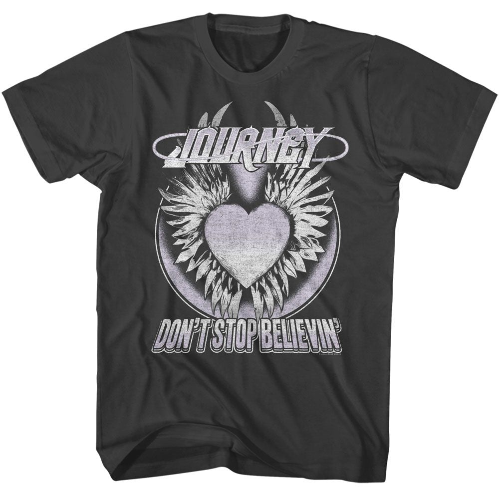 Smoke gray Journey t-shirt featuring Journey Don't Stop Believing Heart design