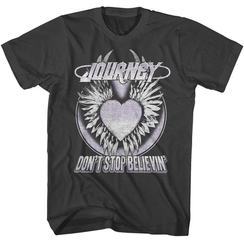 Smoke gray Journey t-shirt featuring Journey Don't Stop Believing Heart design