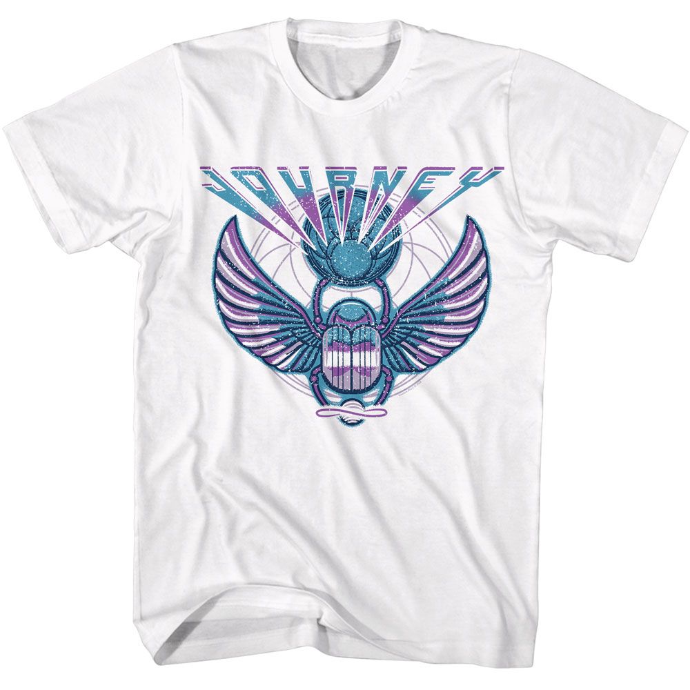 White Journey t-shirt featuring Journey 3 Color Scarab design