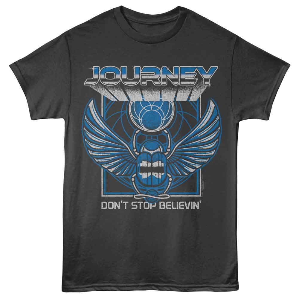 Smoke gray Journey t-shirt featuring Journey 3D Text Scarab design